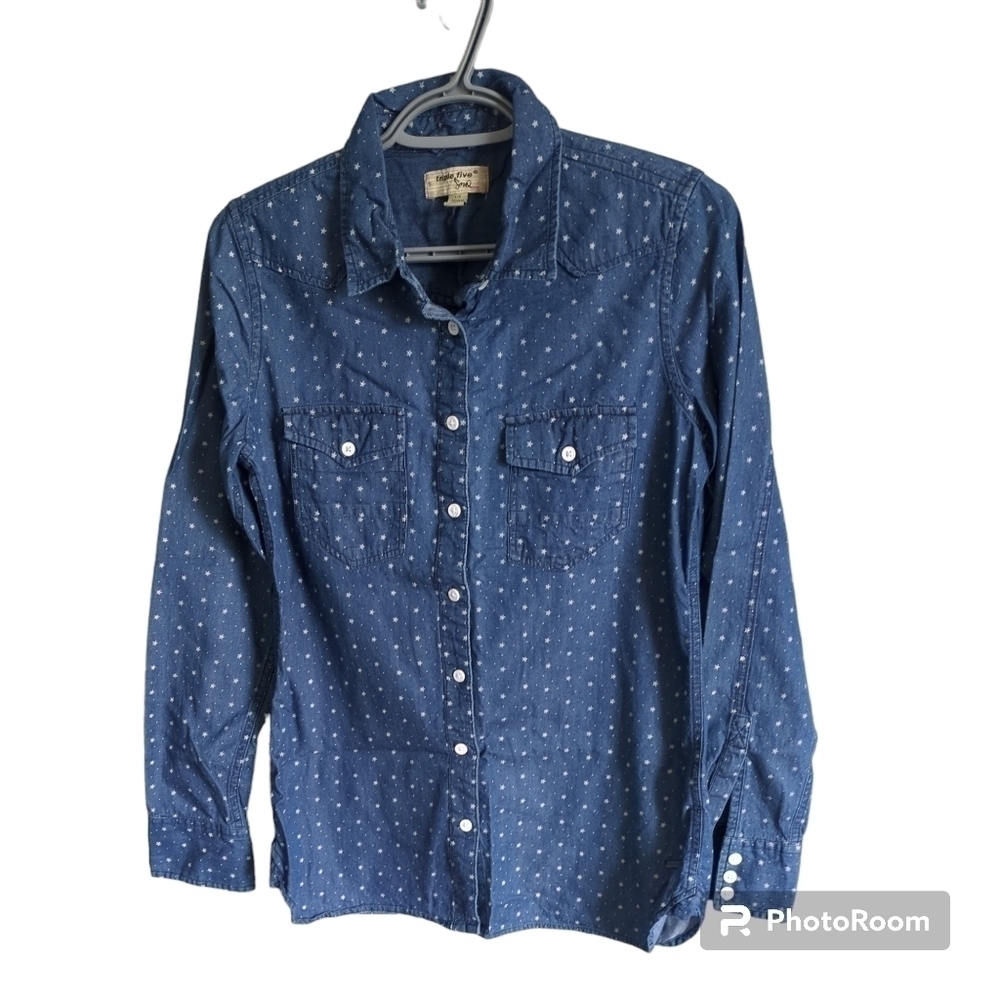 Triple Five Soul Denim Star Button Down Size L